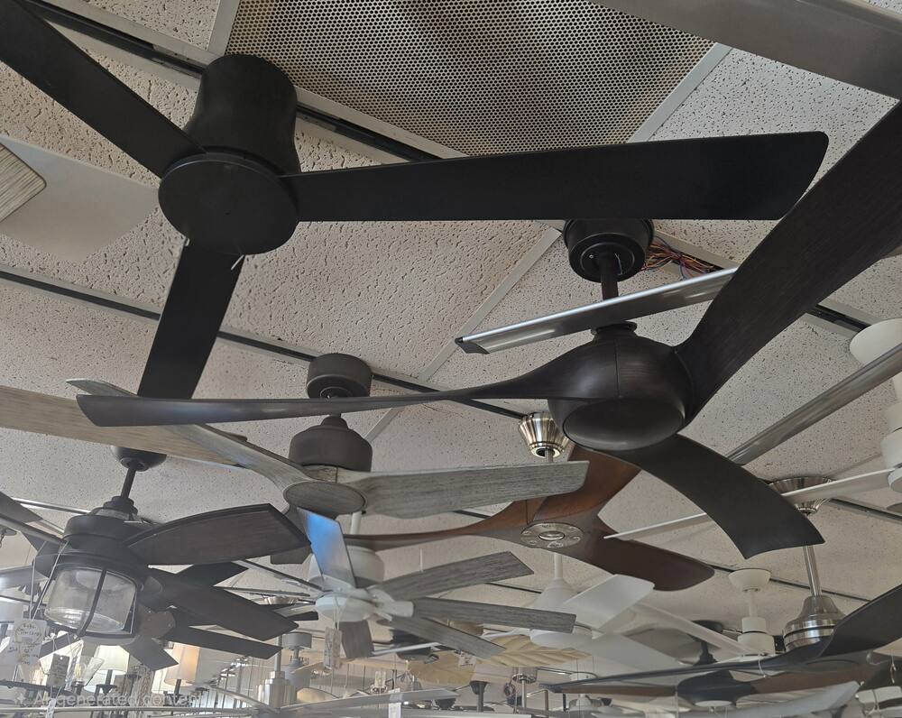 Designer ceiling fans on display