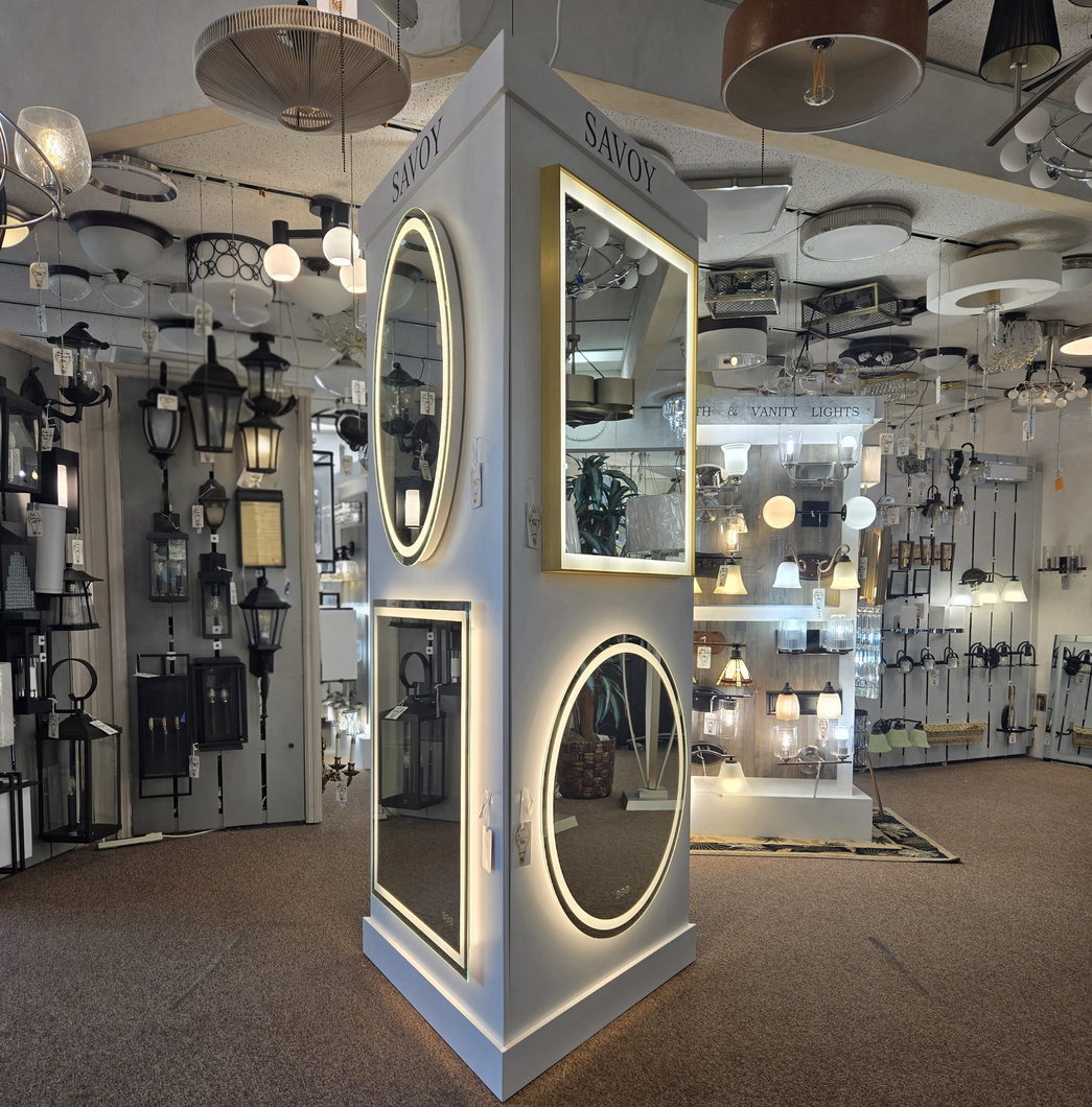 Illuminated Savoy vanity mirror display